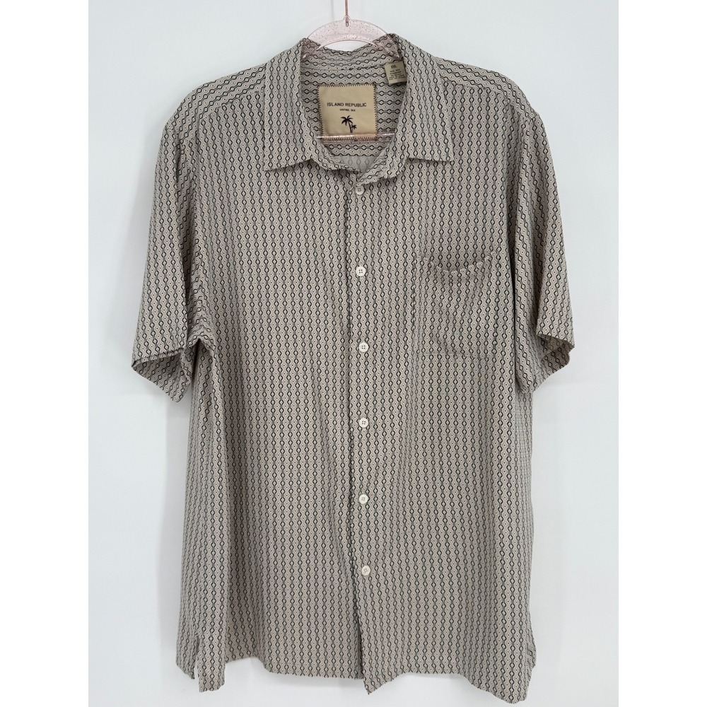 Island Republic Mens Silk Rayon Short Sleeve Button‎ Down Shirt Sz XXL